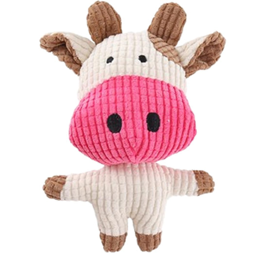 TIKSON Dog Toy Stuffed Animal Rabbit Plush Squeaking Pet Toy Cute Funny Chew for Puppies Milk Cow