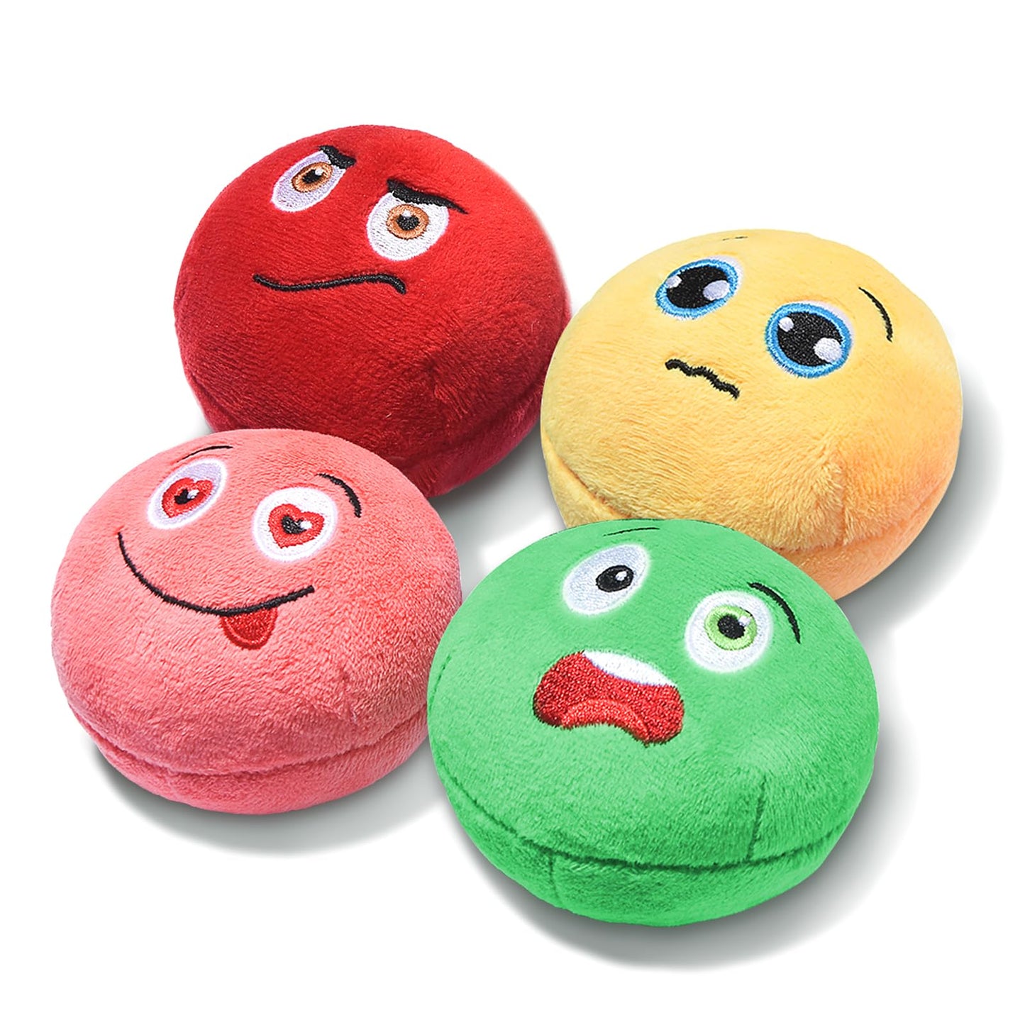 Squeaky Dog Toys Stuffed Plush Puppy Toy Balls to Keep Them Busy (4 Pack) Interactive Funny Pet Ball with Squeaker for Puppies Small Breed Medium Dogs