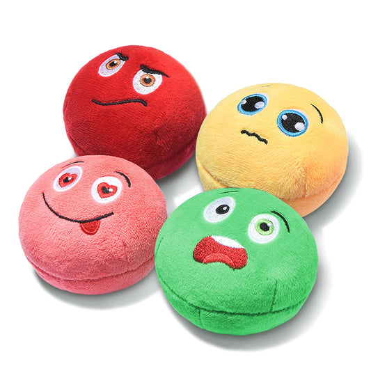 Squeaky Dog Toys Stuffed Plush Puppy Toy Balls to Keep Them Busy (4 Pack) Interactive Funny Pet Ball with Squeaker for Puppies Small Breed Medium Dogs